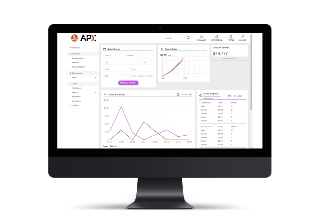 Screenshot of APX dashboard